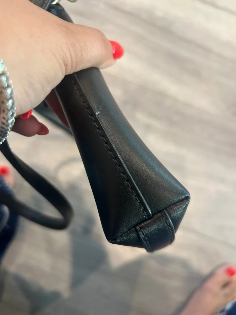 kate spade Black Leather Crossbody Pouch with Gold Logo